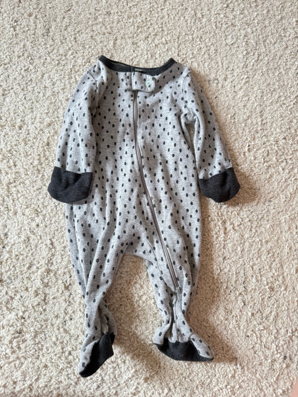 cloud island Gray Polka Dot Footed One-Piece